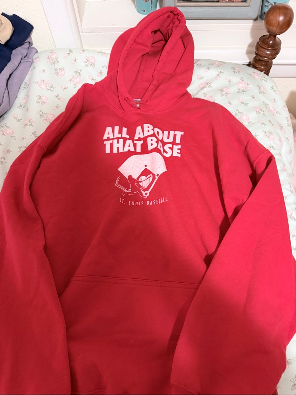Red 'All About That Base' St. Louis Baseball Hoodie